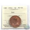 Image 1 : 1-cent 1914 ICCS Certified MS-64 Red.