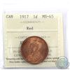 Image 1 : 1-cent 1917 ICCS Certified MS-65 Red