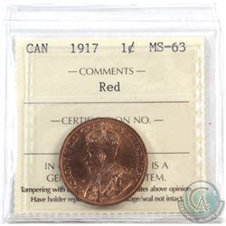 1-cent 1917 ICCS Certified MS-63 RED.