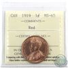 Image 1 : 1-cent 1919 ICCS Certified MS-65 Red. A nice original lustrous coin with consistent colour and eye a