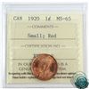 Image 1 : 1-cent 1920 Small ICCS Certified MS-65 Red! Nice full red coin.