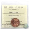 Image 1 : 1-cent 1920 Small ICCS Certified MS-64 Red.