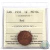 Image 1 : 1-cent 1932 ICCS Certified MS-64 Red. Deep orange original lustre!