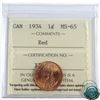 Image 1 : 1-cent 1934 ICCS Certified MS-65 Red. Exceptional Eye Appeal!