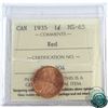Image 1 : 1-cent 1935 ICCS Certified MS-65 Red. A vibrant coin with soft orange glow.