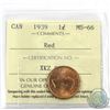 Image 1 : 1-cent 1939 ICCS Certified MS-66 Red
