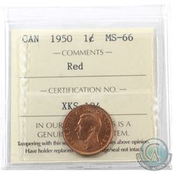 1-cent 1950 ICCS Certified MS-66 Red.