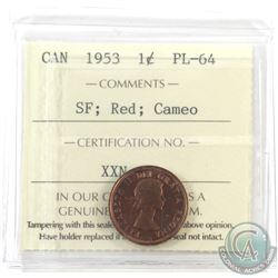 1-cent 1953 SF ICCS Certified PL-64 Red; Cameo! Nice deep original cherry red!