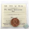 Image 1 : 1-cent 1955 Small Denticles ICCS Certified MS-66 Red.