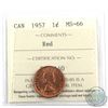 Image 1 : 1-cent 1957 ICCS Certified MS-66 Red.