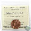 Image 1 : 1-cent 1965 SmBds Ptd5 ICCS Certified MS-66 Red.
