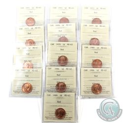 1-cent 1971, 1972, 1973, 1975, 1976, 1977, 1978, 1979, 1980, 1981, 1984, 1986 & 1989 ICCS Certified