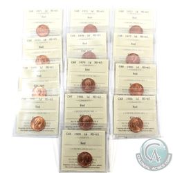 1-cent 1971, 1972, 1973, 1975, 1976, 1977, 1978, 1979, 1980, 1981, 1984, 1986 & 1989 ICCS Certified 