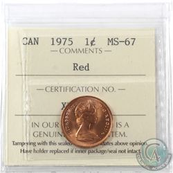 1-cent 1975 ICCS Certified MS-67 Red.