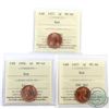 Image 1 : 1-cent 1975, 1976 & 1977 ICCS Certified MS-66 Red. 3pcs
