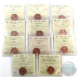 1-cent 1991, 1993, 1994, 1995, 1996, 1997, 1999, 2000, 2003 Old Effigy, 2003P Old Effigy & 2003P New