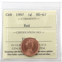 1-cent 1997 ICCS Certified MS-67 Red.