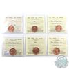 Image 1 : 1-cent 2002, 2002P, 2003 Old Effigy, 2003P Old Effigy, 2003 New Effigy & 2003P New Effigy ICCS Certi