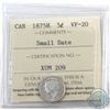 Image 1 : 5-cent 1875H Small Date ICCS Certified VF-20 *KEY DATE*