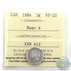 5-cent 1884 Near 4 ICCS Certified VF-20