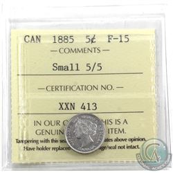 5-cent 1885 Small 5/5 ICCS Certified F-15