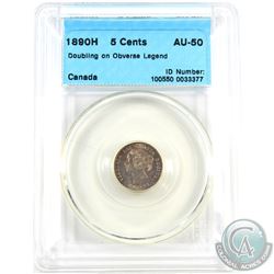 5-cent 1890H I/I Variety CCCS Certified AU-50