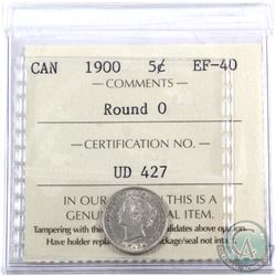 5-cent 1900 Round 0 ICCS Certified EF-40