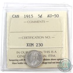 5-cent 1915 ICCS Certified AU-50.