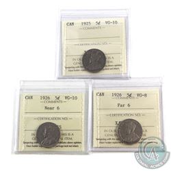 5-cent 1922-1966 Estate Lot Collection Including 1925 ICCS Certified VG-10, 1926 Far 6 ICCS VG-8 & 1