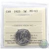 Image 1 : 5-cent 1923 ICCS Certified MS-63. Bright flashy coin.