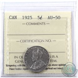 5-cent 1925 ICCS Certified AU-50