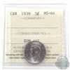 Image 1 : 5-cent 1939 ICCS Certified MS-64.