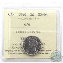 5-cent 1946 6/6 Variety ICCS Certified MS-64