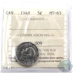 5-cent 1948 ICCS Certified MS-65