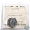 Image 1 : 5-cent 1948 ICCS Certified MS-65