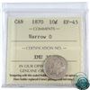 Image 1 : 10-cent 1870 Narrow 0 ICCS Certified EF-45.