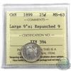 Image 1 : 10-cent 1899 Large 9's, Repunched 9 ICCS Certified MS-63. Scarce Variety! A very attractive coin wit