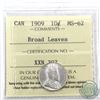 Image 1 : 10-cent 1909 Broad Leaves ICCS Certified MS-62! A rare coin in mint state condition.
