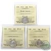 Image 1 : 10-cent 1913 Broad Leaves ICCS VG-8, 1914 ICCS EF-45 & 1915 ICCS VF-30. 3pcs