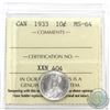 Image 1 : 10-cent 1933 ICCS Certified MS-64! Full white coin with a choice reverse.