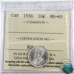 10-cent 1936 ICCS Certified MS-65.