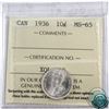 Image 1 : 10-cent 1936 ICCS Certified MS-65.