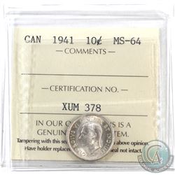 10-cent 1941 ICCS Certified MS-64.