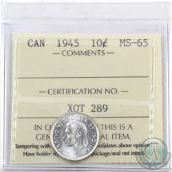 10-cent 1945 ICCS Certified MS-65.