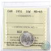 Image 1 : 10-cent 1951 ICCS Certified MS-65.