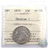 Image 1 : 25-cent 1870 Obverse 1 ICCS Certified VF-30. Problem free Victorian mid-grade.