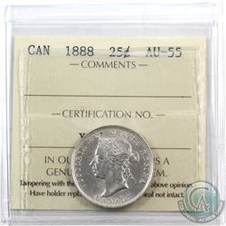 25-cent 1888 ICCS Certified AU-55. Blast white!