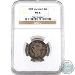 25-cent 1891 NGC Certified VG-8