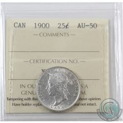 25-cent 1900 ICCS Certified AU-50