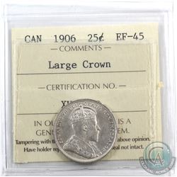 25-cent 1906 Large Crown ICCS Certified EF-45